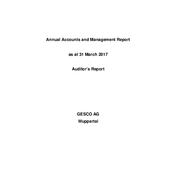 Photo: GESCO: Cover of Annual accounts and management report 2017