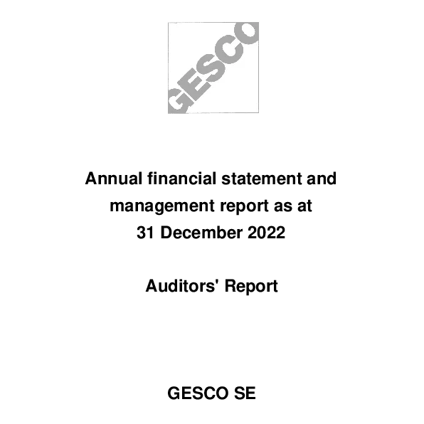 Photo: GESCO: Cover of Annual financial statement and management report 2022