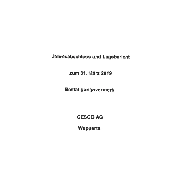 Foto: GESCO: Cover von Jahresabschluss 2018/2019